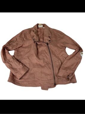 Cynthia Rowley Women’s Size Medium Asymmetrical Full Zip Jacket 100% Linen #4197